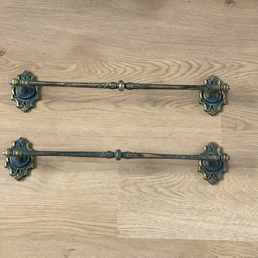 Vintage / Antique 18” brass towel bars